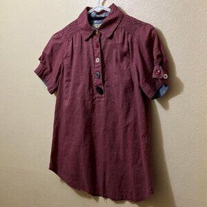 Isabella Sinclair Women's Button Parade Pink Polka Dot Cotton Blouse Size XS